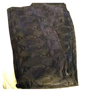 Snake print leather pants